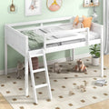 Twin Size Wood Low Loft Bed with Ladder can be Placed on The Left or Right, Gray