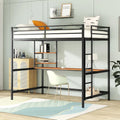 Black Full Size Metal Loft Bed with Desk, Ladder and Shelve for Kids, Teens, Girls, Boys