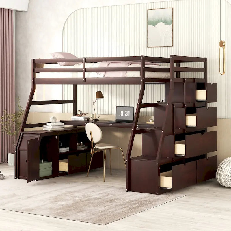 Twin Pine Loft Bed with Desk and Storage