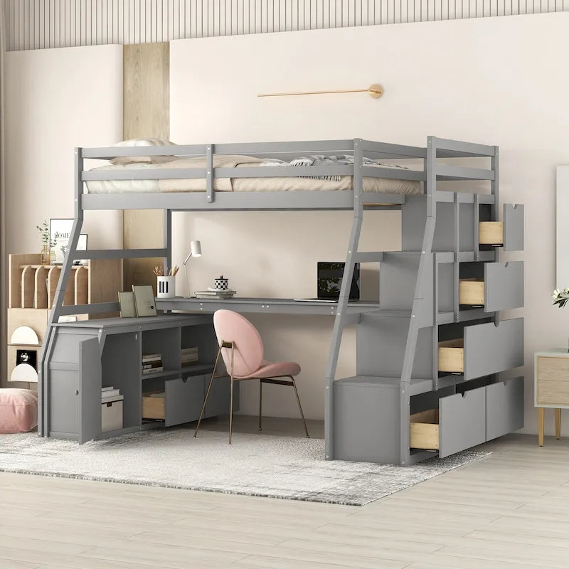 Twin Pine Loft Bed with Desk and Storage