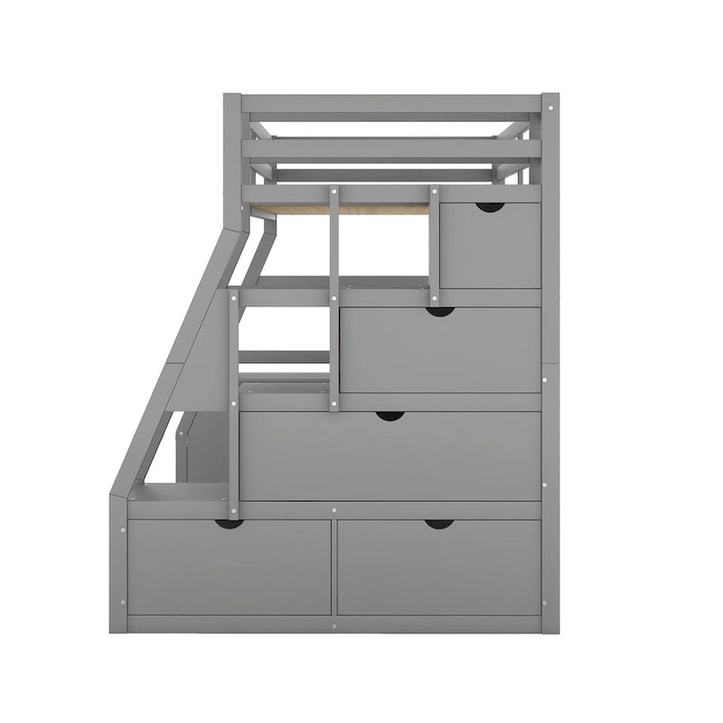 Hochbett aus Kiefernholz in Twin-Größe mit Schreibtisch und Stauraum