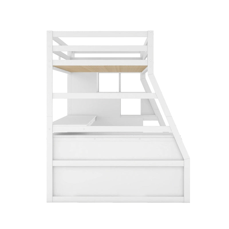Hochbett aus Kiefernholz in Twin-Größe mit Schreibtisch und Stauraum