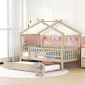 Letto a casetta singolo in pino con letto estraibile singolo