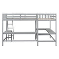 Twin L-Shaped Loft Bed with Desks