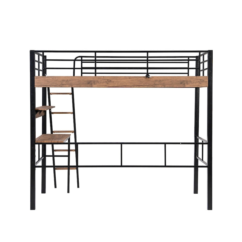 Letto a soppalco in metallo singolo con scrivania
