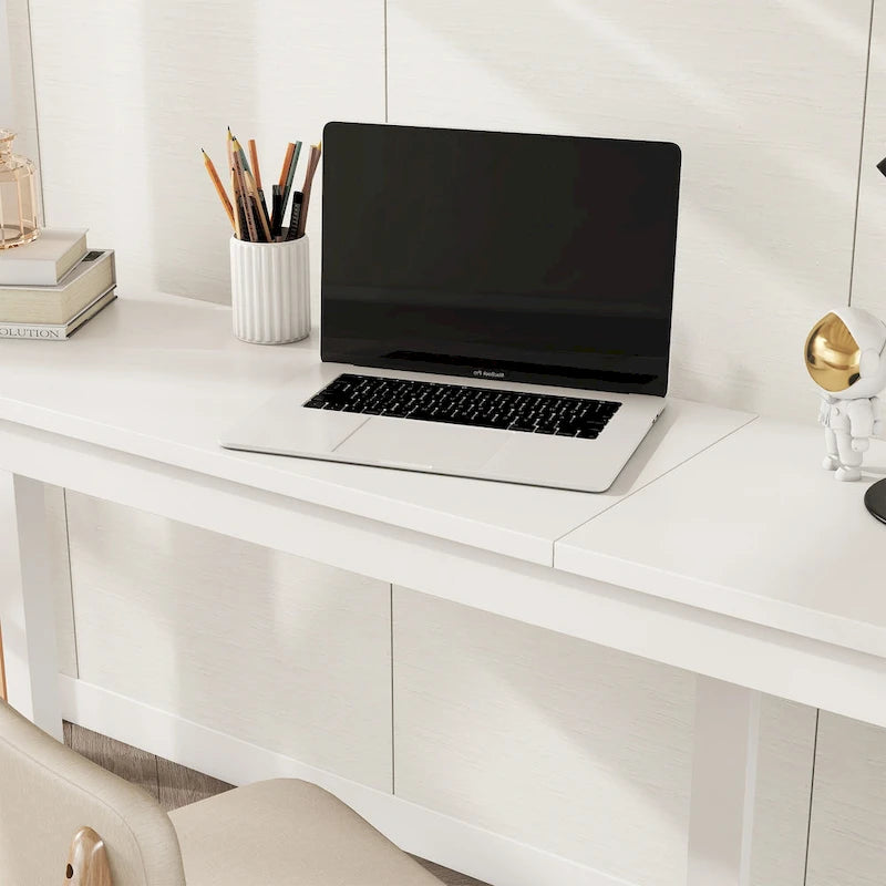 Twin Size Wood Loft Bed with Desk, Storage, and Ladder