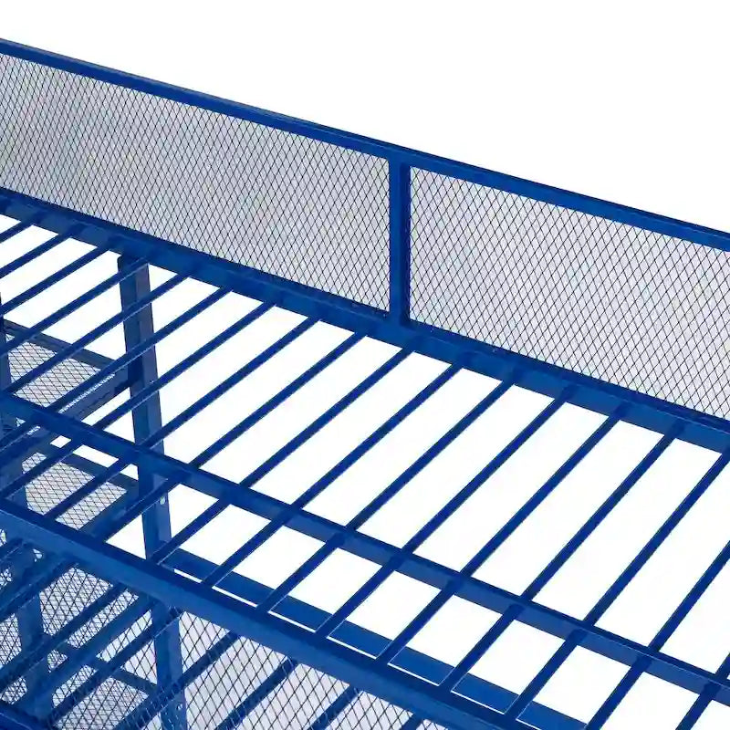 Lit mezzanine en métal avec étagères à 4 niveaux et espace de rangement