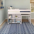 Farmhouse Twin-Size Low Loft with 4-Shelf Bookcase and Desk