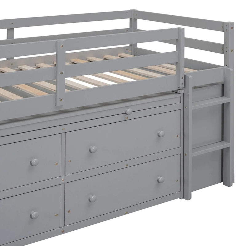 Twin Size Loft Bed with Desk and Drawers