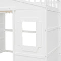 Full Size Wood Loft Bed, House Bed Frame with Ladder and Safety Guardrails for Kids, No Box Spring Needed