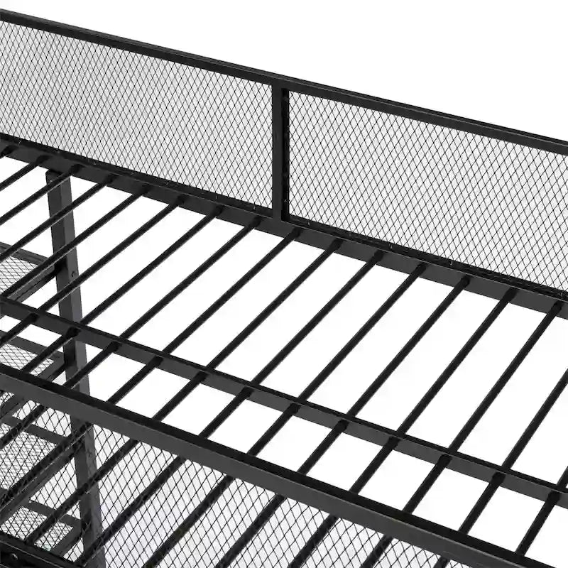 Twin Size Modern Metal Loft Bed with 4-Tier Shelves and Storage