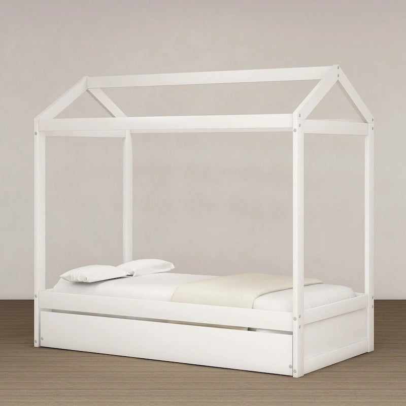 White House Bed with Trundle Perfect for Bedroom