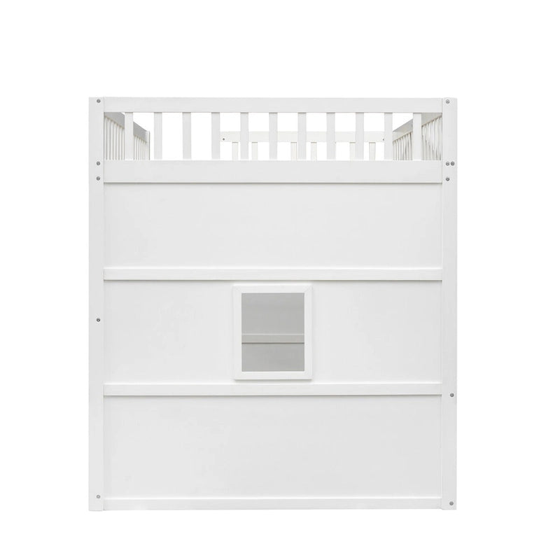 Castle Style Solid Pine Wood Loft Bed with Ladder and Guard Rails