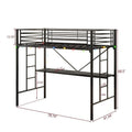 Metal Loft Bed with Desk,Power Outlet and LED Lighted,Twin Size